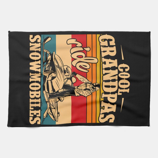 Cool Grandpas rides Snowmobiles Snowmobile Snowmob Kitchen Towel (Horizontal)