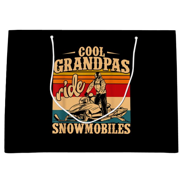 Cool Grandpas rides Snowmobiles Snowmobile Snowmob Large Gift Bag (Front)