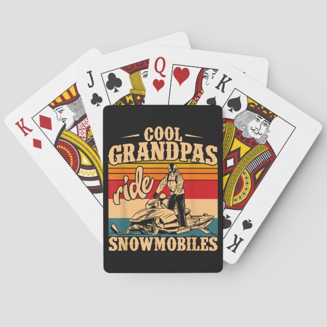 Cool Grandpas rides Snowmobiles Snowmobile Snowmob Poker Cards (Back)