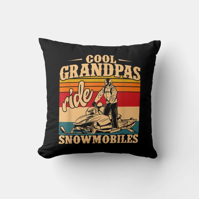 Cool Grandpas rides Snowmobiles Snowmobile Snowmob Throw Pillow (Front)