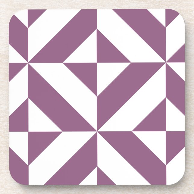 Cool Grape Geometric Deco Cube Pattern Beverage Coaster (Front)
