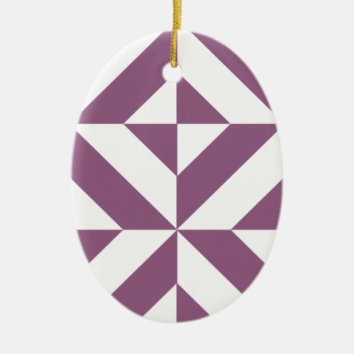 Cool Grape Geometric Deco Cube Pattern Ceramic Ornament