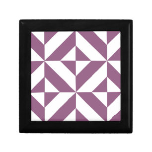 Cool Grape Geometric Deco Cube Pattern Jewelry Box