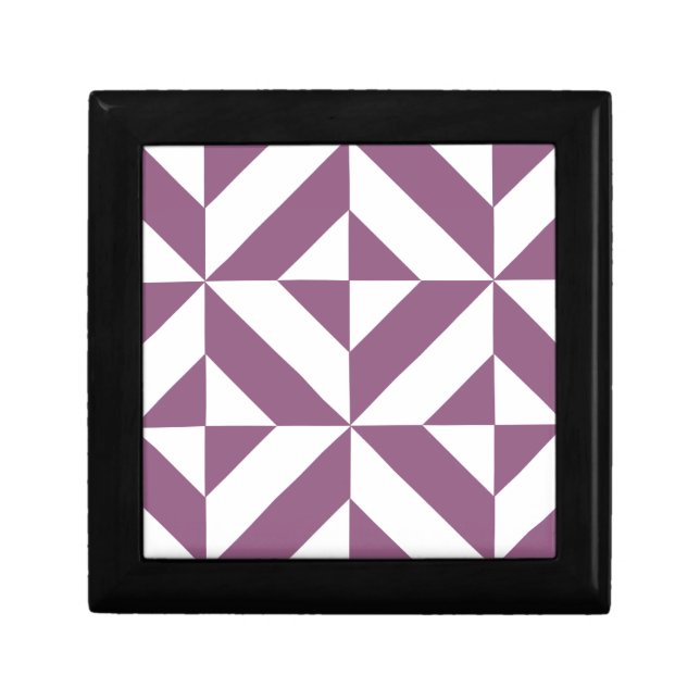 Cool Grape Geometric Deco Cube Pattern Jewelry Box (Front)