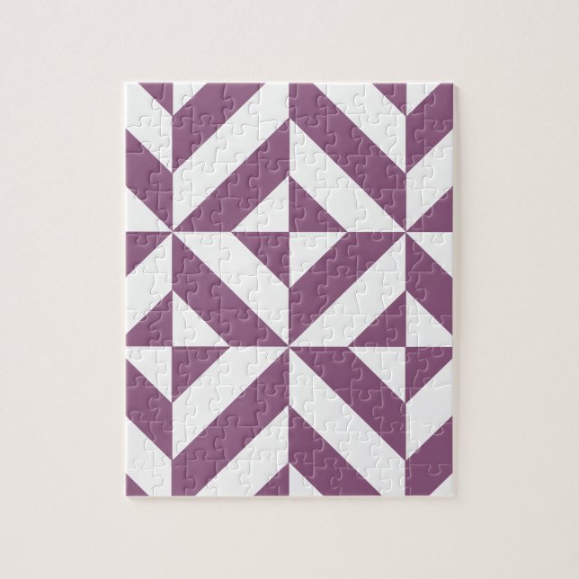 Cool Grape Geometric Deco Cube Pattern Jigsaw Puzzle (Vertical)
