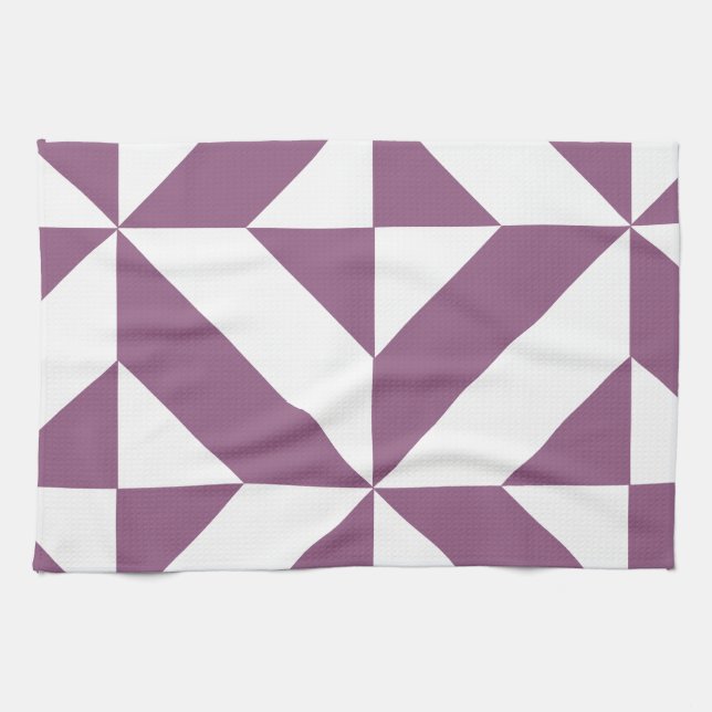 Cool Grape Geometric Deco Cube Pattern Kitchen Towel (Horizontal)