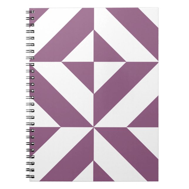 Cool Grape Geometric Deco Cube Pattern Notebook (Front)