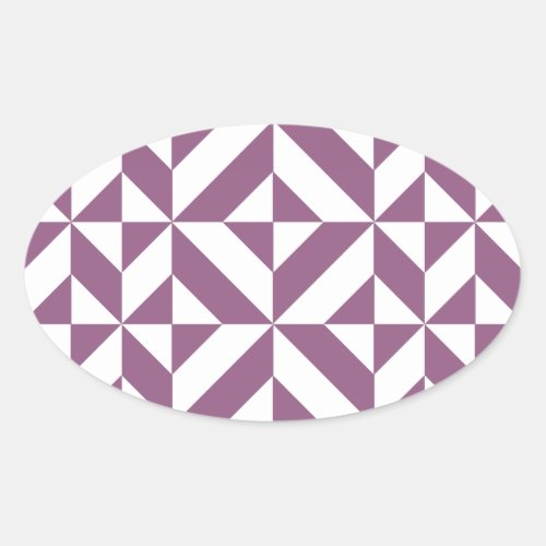 Cool Grape Geometric Deco Cube Pattern Oval Sticker