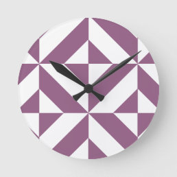 Cool Grape Geometric Deco Cube Pattern Round Clock