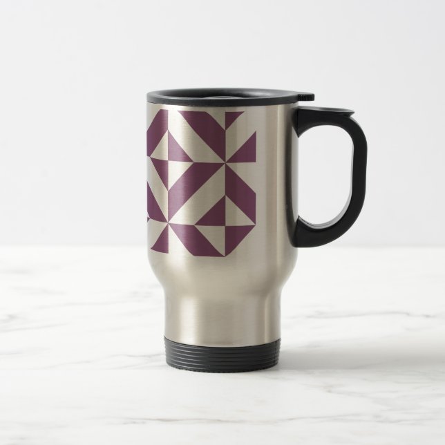 Cool Grape Geometric Deco Cube Pattern Travel Mug (Right)