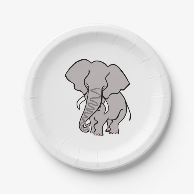 Cool graphic - African ELEPHANT - Animal lover - Paper Plates (Front)