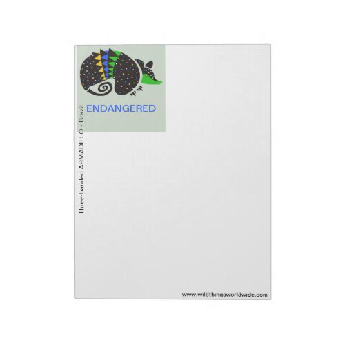 Cool graphic _ARMADILLO _Endangered animal_ Nature Notepad