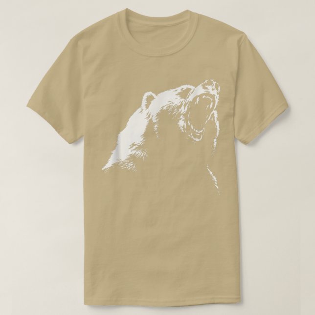 Cool graphic bear roaring yelling tee  (Design Front)