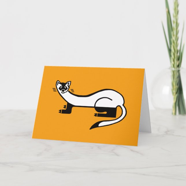 Cool graphic FERRET- Conservation- Wildlife Orange Card (Front)