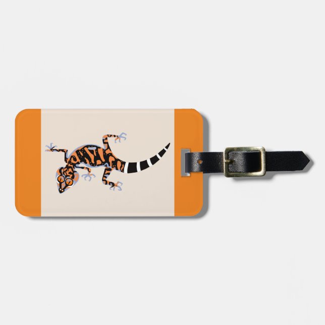 Cool graphic GECKO - Lizard -Orange Luggage Tag (Front Horizontal)