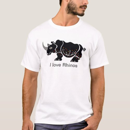 Cool  graphic _ I love RHINOS _Mens T_Shirt