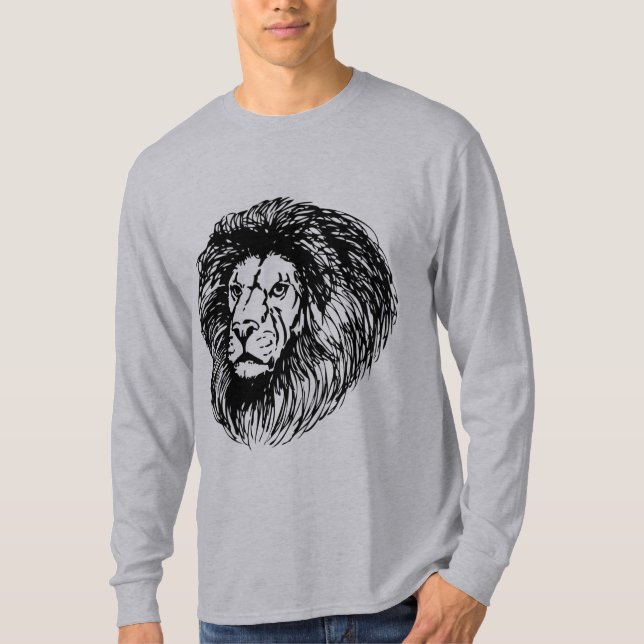 Cool Graphic lion print for him gray  T-Shirt (Front)