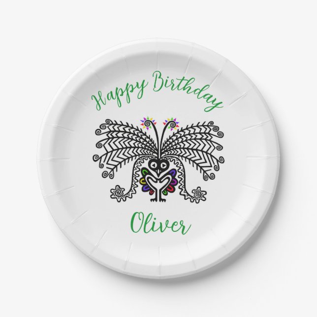 Cool graphic  LyreBIRD - Happy Birthday - Party  Paper Plates (Front)
