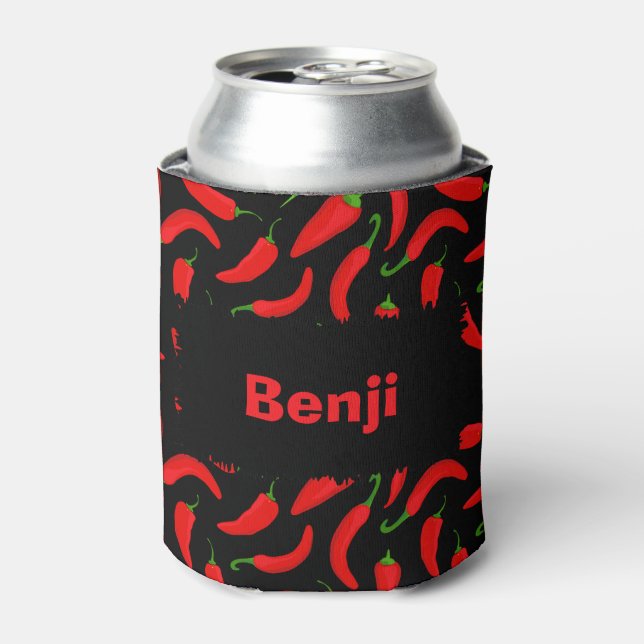 Cool Graphic Print Red Chili Pepper Can Cooler (Can Front)