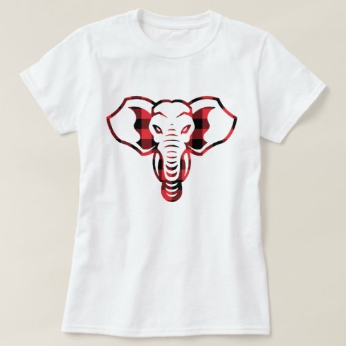 Cool Graphic Red Plaid Elephant T_Shirt
