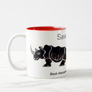 Cool graphic - Save RHINOS - Two-Tone coffee mug