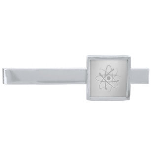 Cool Graphic Silver Atom Finish Tie Bar