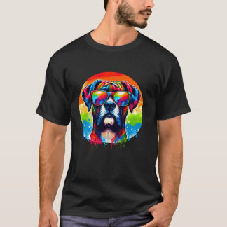 Cool Graphic Tie Dye Sunglasses Boxer Dog Illustra T-Shirt