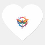 Cool Graphic Tie Dye Sunglasses Dragonfly Illustra Heart Sticker