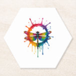 Cool Graphic Tie Dye Sunglasses Dragonfly Illustra Paper Coaster