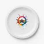 Cool Graphic Tie Dye Sunglasses Dragonfly Illustra Paper Plates