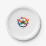 Cool Graphic Tie Dye Sunglasses Dragonfly Illustra Paper Plates