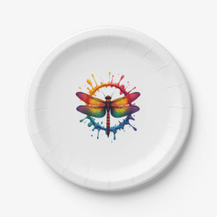 Cool Graphic Tie Dye Sunglasses Dragonfly Illustra Paper Plates