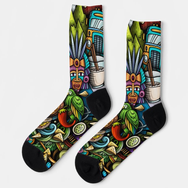 Cool graphic tribal artwork l Modern pattern Socks (Left)