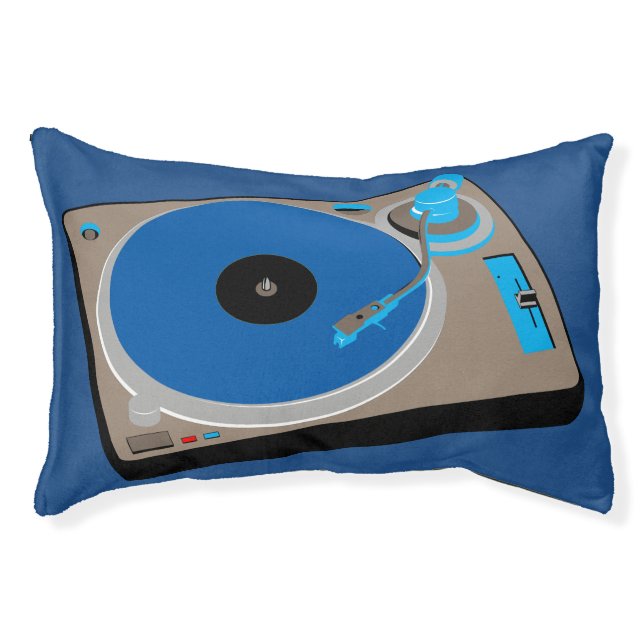 Cool Graphic Turntable Blues Dog Bed (Front)