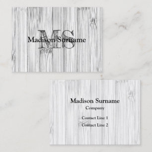 Cool gray bamboo wood print Monogram Business Card