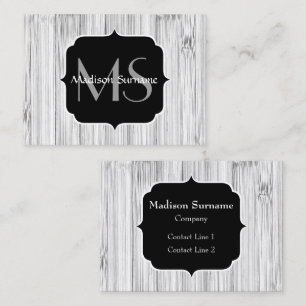 Cool gray bamboo wood print Monogram Business Card