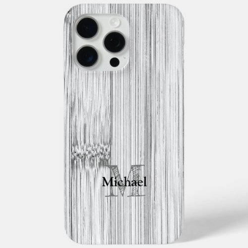 Cool gray bamboo wood print Monogram iPhone 15 Pro Max Case