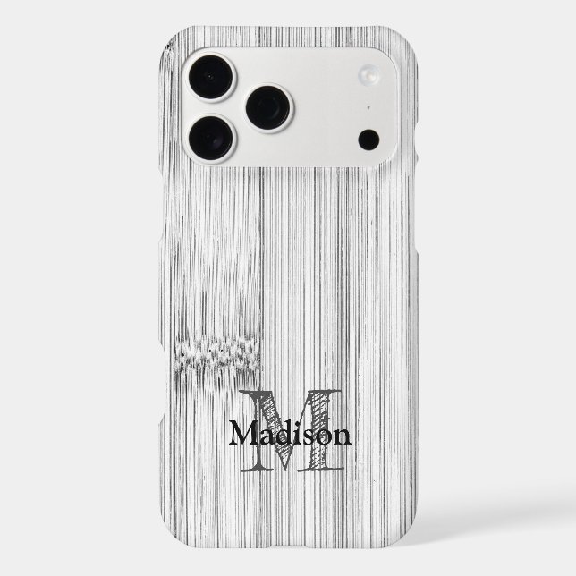 Cool gray bamboo wood print Monogram iPhone Case (Back)