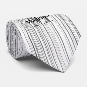 Cool gray bamboo wood print Monogram Neck Tie