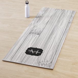 Cool gray bamboo wood print Monogram Yoga Mat