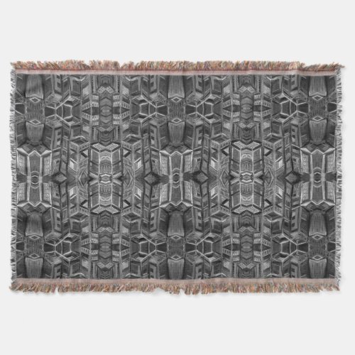 Cool Gray Black and White Abstract Throw Blanket