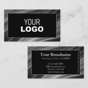 Cool Gray Black Wooden Wood Style Frame with Logo Business Card