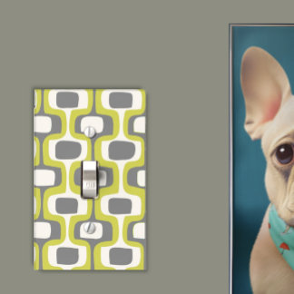 Cool Gray Chartreuse Mid-Century Modern Pattern Light Switch Cover