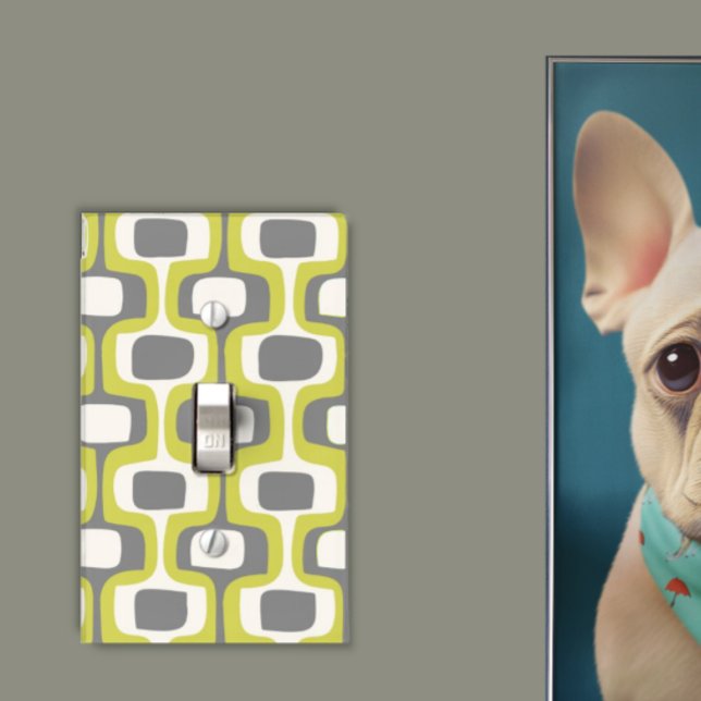 Cool Gray Chartreuse Mid-Century Modern Pattern Light Switch Cover (Creator Uploaded)