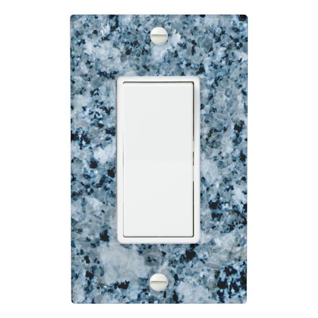 Cool Gray Dark Blue Black Marble Granite Pattern Light Switch Cover (In Situ)