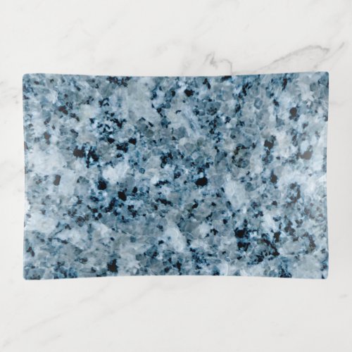 Cool Gray Dark Blue Black Marble Granite Pattern Trinket Tray