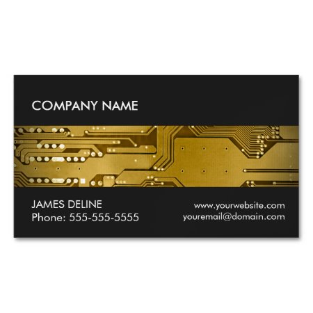 Cool Gray Gold Circuit Computer Repair Magnetic Business Card