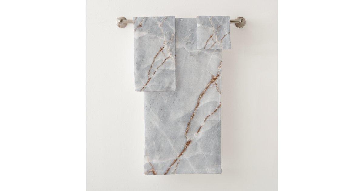 Cool Gray Gold Marble Stne Bath Towel Set Zazzle