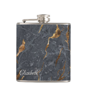 Cool Gray Gold Marble Texture  Flask
