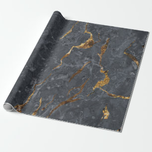Cool Gray Gold Marble Texture  Wrapping Paper